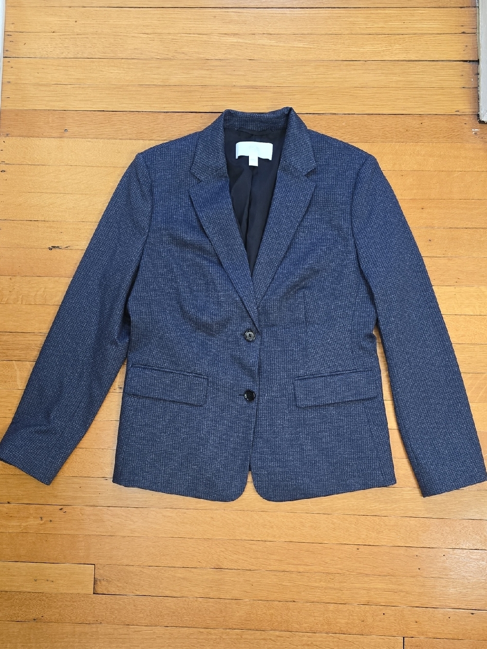 BOSS, Hugo Boss, Navy Small Houndstooth Travel Blazer, EUC, Women's 10